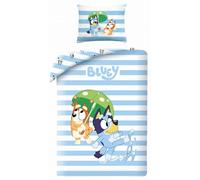Halantex Set de ropa de cama Bluey para niños 140 x 200 cm + 70 x 90 cm, 100% algodón, oficialmente licenciado, BY1324