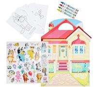 Bluey Pegatinas Infantiles con Láminas Colorear, Escenas Plegables Divertidas y Ceras de Colores, Set de Actividades, Regalos para Niños