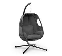 blumfeldt Bella Donna sillón Colgante - Balanceo Suave y Relajante, Unique Comfort, Cojines Acolchados, 12 cm de Relleno, Acolchado Lateral, Patas estables de Acero, Tornillos de Acero, Gris
