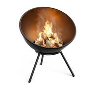 Blumfeldt Fireball Black 40 cm Hoguera - Cubeta de Acero para Fuego con diseño basculante 2 en 1, Acero de 1,2 mm, Rejilla para Cenizas, atizador y Funda la Lluvia