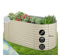 blumfeldt Jardineras Exterior Grandes Jardín, Huerto Urbano Terraza, Planta Vegetales, Hierbas y Flores, Capacidad 1257 l. Maceteros Exterior Elevados Metálicos Resistente al Agua y Óxido,2 m, Beig