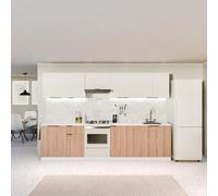 Blumfeldt Mueble Auxiliar de Cocina - Estantería Moderna con Encimera de MDF 30mm, Baldas Prácticas, Patas Ajustables ABS, Superficie Melamina, Blanco-Roble