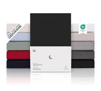 Blumtal Juego de 2 SábanasBajera Ajustable Premium 150 g/m² - Sábana Bajera Super Suave 100% algodón Franela, para colchón de 25-27 cm de Altura, Negro, Cama 135: 135/140 x 190/200cm