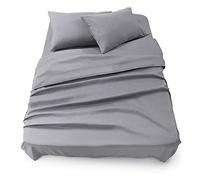 Blumtal Juego de Sábanas - Set de 4 Piezas, Sábana Bajera Ajustable Cama 135, Encimera 220x275 + 2 Fundas de Almohada 50x80cm, Gris