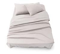 Blumtal Juego de Sábanas - Set de 4 Piezas, Sábana Bajera Ajustable Cama 135, Encimera 220x275 + 2 Fundas de Almohada 50x80cm, Gris Claro de Luna
