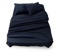 Blumtal Juego de Sábanas - Set de 4 Piezas, Sábana Bajera Ajustable Cama 150, Encimera 240x275 + 2 Fundas de Almohada 50x80cm, Azul Oscuro