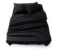 Blumtal Juego de Sábanas - Set de 4 Piezas, Sábana Bajera Ajustable Cama 160, Encimera 240x275 + 2 Fundas de Almohada 50x80cm, Negro