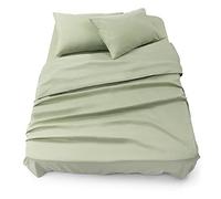 Blumtal Juego de Sábanas - Set de 4 Piezas, Sábana Bajera Ajustable Cama 180, Encimera 280x275 + 2 Fundas de Almohada 50x80cm, Verde Claro