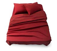 Blumtal Juego de Sábanas - Set de 4 Piezas, Sábana Bajera Ajustable Cama 180, Encimera 280x275 + 2 Fundas de Almohada 50x80cm, Rojo Oscuro