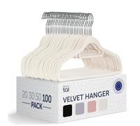 Blumtal Perchas de Terciopelo Antideslizantes - Percha giratoria 360° para Abrigos, Trajes, Camisas y Pantalones, Paquete de 100 Unidades, Marfil