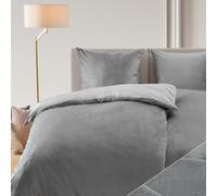 Blumtal Ropa de Cama 135x200 cm Cashmere-Touch Felpa Set 2 Piezas - Ropa de Cama Oeko-Tex Cálida 135x200 + 2 Fundas 80x80 - Ropa de Cama Invierno 4 Piezas - Felpa Gris