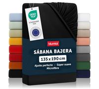 Blumtal Sábana Bajera Ajustable de 90gr y 135x190x30cm, Sábana Bajera de Microfibra Premium con Certificado Oeko-Tex, Negro