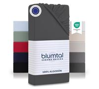 Blumtal Sábana bajera básica de algodón - Sábana de cama 100% algodón hasta 25 cm de altura del colchón 90 x 200 x 25 cm - 1er Conjunto Antracita