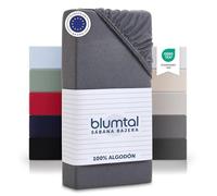 Blumtal Sábana bajera básica de algodón - Sábana de cama 100% algodón hasta 25 cm de altura del colchón 180 x 200 x 25 cm - 1er Conjunto Gris