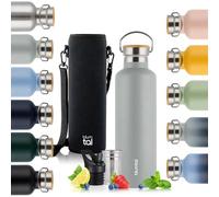 Blumtal Termo 1000ml - Botella de acero inoxidable de doble pared 1000ml - Botella isotérmica libre de BPA 1000ml - Botella de acero inoxidable 1000ml - botella de té - deportiva - Gris Ulimate