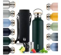 Blumtal Termo 500ml - Botella de acero inoxidable de doble pared 500ml - Botella isotérmica libre de BPA 500ml - Botella de acero inoxidable 500ml - botella de té - deportiva - Verde oscuro