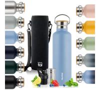 Blumtal Termo 500ml - Botella de acero inoxidable de doble pared - Botella isotérmica libre de BPA - Botella deportiva Gris Azul