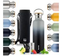 Blumtal Termo 500ml - Botella de acero inoxidable de doble pared - Botella isotérmica libre de BPA - Botella deportiva - Gris y negro