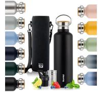 Blumtal Termo 500ml - Botella de Acero Inoxidable de Doble Pared - Isotérmica Libre de BPA - Botella de Té - Deportiva - Negro
