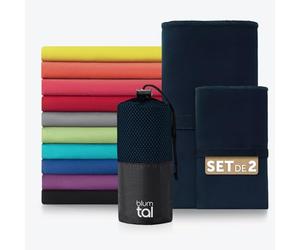 Blumtal Toalla Microfibra 180x90 cm + 80x40 cm - Toallas Gimnasio de Microfibra de Secado rápido - Toalla Gym - Toallas para Gimnasio - Toalla de Microfibra - Toalla Deporte Gimnasio - Azul Marino