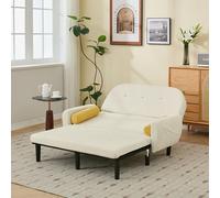 BLUON HOME Sofá de nube, sofá pequeño, sofá de pana de color marfil, sofá de cama y sillón de relax con espacio de almacenamiento. (Ivory)
