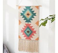 BMIDRUT Tapiz de macramé tejido para colgar en la pared, decoración bohemia para el hogar, telón de fondo bohemio para apartamento, dormitorio, puerta, decoración de 50 x 85 cm