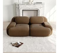 BNUZ Loveseat Sofá de pana sin marco, color marrón, modular combinable con reposabrazos curvados y base antideslizante, acolchado de alta elasticidad, para sala de estar, dormitorio, cine en casa