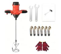 BNZCZY Agitador eléctrico para Pintura, Regulable de 6 velocidades con Doble empuñadura, Varilla mezcladora roscada M14 para mortero, lechada, Yeso, hormigón(Size:Modo B,Color:Rojo)