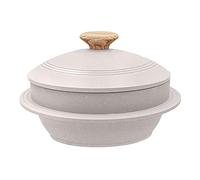 Bobikuke Cacerola Alta con Tapa, 24 cm Coreano Dolsot Bowl Olla de Piedra Antiadherente, para Bibimbap Sopa - Blanco