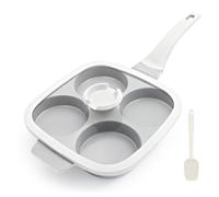 Bobikuke Sartén Tortitas Cerámica de 4 Agujeros con Tapa, Blanco