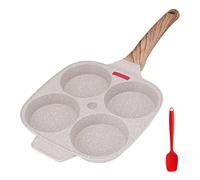 Bobikuke Sartén Tortitas, Sartén Huevos Poche de 4 Agujeros Sartén Antiadherente de Aluminio para Desayuno Huevos Fritos Hamburguesas Panqueques (Blanco)