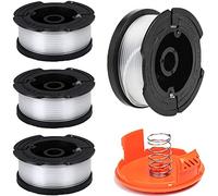 Bobina de Hilo para Recortadoras,4 Piezas Φ1,65 mm 9,2 m AF-100 AF-100-3ZP AF-100-BKP Bobina de Repuesto de Nailon + Cubierta Bobina RC-100-P,Bobinas Cortabordes de Cesped para BLACK+DECKER