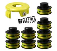 Bobina de repuesto para recortadora RAC118, compatible con Ryobi RAC118 RLT3525S RLT3025F/S, carrete de repuesto para recortadora de césped de 1,2 mm y 8,4 m con cubierta RAC119 (8 carretes + 1