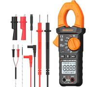 BOBOVAV Pinza amperimétrica digital TRMS 600A Corriente Alterna, Tensión CA/CC, Detección NCV, Continuidad, Resistencia, Capacitancia, Temperatura y Prueba de Diodos