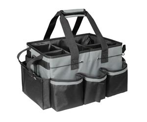 Boczif Bolsa organizadora de artículos de Limpieza con asa, Correas para el Hombro y Compartimento Separador Desmontable. Bolsa de Mano para Herramientas de Limpieza y Personal de Limpieza (Gris)