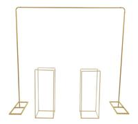 Boda arco de metal 2 x 2 m con 2 soportes para flores 27 x 27 x 80 cm, juego de decoración