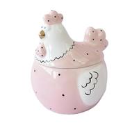 Bodega de sal con tapa, 15 x 13 cm, tarro de pollo, tarro de azúcar de cerámica, grandes recipientes de sal, soporte de especias para encimera, café, azúcar y dulces, almacenamiento de huevos |