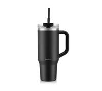 Bodum TRAVEL MUG Vaso de viaje al vacío, acero inoxidable, 1,2 l, 40 oz, con asa y pajita, lacado negro