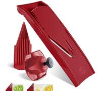 Börner Cortador de Verduras V1 (Set Básico) • Mandolina en V con 2 Cuchillas Intercambiables y Protector de Dedos • Rebanador de Verduras • Ajustable para 3 Grosores • Color: Rojo