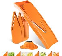 Börner Cortador de Verduras V1 (Set Inicial) • Mandolina en V con 4 Cuchillas Intercambiables y Protector de Dedos • Cortadora Ajustable para cortar en Rodajas, Tiras y Cubos • Color: Naranja
