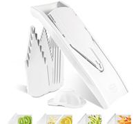 Börner Cortador de Verduras V1 (Set Inicial) • Mandolina en V con 4 Cuchillas Intercambiables y Protector de Dedos • Cortadora Ajustable para cortar en Rodajas, Tiras y Cubos • Color: Blanco