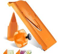 Börner Cortador de Verduras V3 (Set Básico) • Mandolina para cortar Rodajas en 3 Grosores • Cortadora Ajustable • Con Pies de Goma y Cuchilla forma V de Acero Inoxidable • Color: Naranja