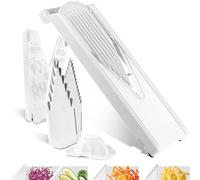 Börner Cortador de Verduras V3 (Set Inicial) • Mandolina en V para 5 Tipos de Corte • Cortadora Ajustable con Cuchilla en forma V de Acero Inoxidable y Protector de Dedos • Color: Blanco