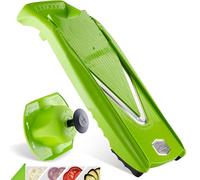 Börner Cortador de Verduras V5 (Set Básico) • Mandolina en V para Cortar Rodajas en 4 Grosores • Cortadora de Acero Inoxidable • Mandolina Ajustable para Frutas y Verduras • Color: Grün