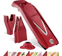 Börner Cortador de Verduras V5 (Set Inicial) • Mandolina en V para Rodajas, Bastones y Cubos de Varios Tamaños • Cortador Ajustable con Cuchilla forma V de Acero Inoxidable • Color: Rojo