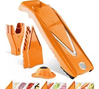 Börner Cortador de Verduras V5 (Set Inicial) • Mandolina en V para Rodajas, Bastones y Cubos de Varios Tamaños • Cortador Ajustable con Cuchilla forma V de Acero Inoxidable • Color: Naranja