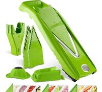 Börner Cortador de Verduras V5 (Set Profesional) • Mandolina en V Ajustable de 7 Piezas • 10 Tipos de Corte • Cortadora con Cuchillas de Acero Inoxidable • Incluye Base • Color: Grün