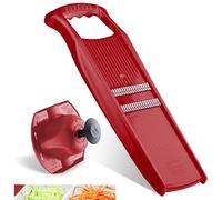 Börner Roko PowerLine Cortador de Verduras (Set de 2 piezas) • Rallador Juliana para Cortar Tiras Finas • Cortador de Tiras para Frutas y Verduras • Conjunto Práctico • Color: Rojo