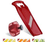 Börner Welle-Waffel PowerLine Cortador Ondulado - Set 2 - Rojo | Con Empujador de Seguridad - Para Patatas Rejilla & Fritas - 3 Diseños - Onda 7,5 mm & Rejilla 6 mm - Made in Germany