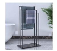BOGAZY Toallero Toallero De Hierro 3 Niveles con Base Mármol, Soporte Toalla Suelo Independiente, Metal para Cuarto Baño Y Lavandería Independiente(Black,55 * 30 * 115cm)
